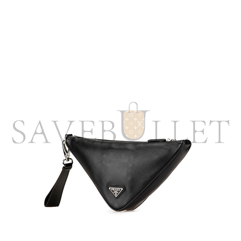 Pra*a grace lux triangle logo embossed triangle wristlet pouch 1bh190 (26*14*12cm)